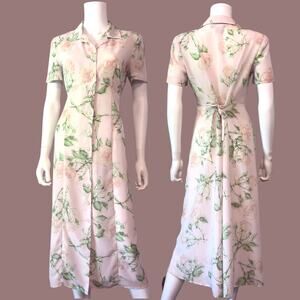 Norton McNaughton Floral Shirt Dress Size 8P Midi Short Sleeve Romantic Fairy